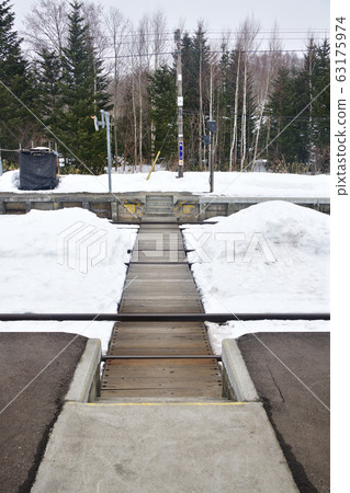 Take a photo of JR Enjin Station in Kuromatsunai Town, Hokkaido in early spring Take a photo of JR Enjin Station in Kuromatsunai Town, Hokkaido in early spring 63175974