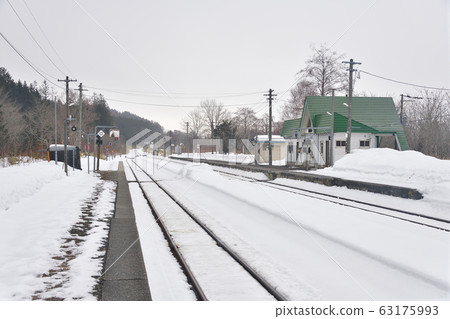 Take a photo of JR Enjin Station in Kuromatsunai Town, Hokkaido in early spring Take a photo of JR Enjin Station in Kuromatsunai Town, Hokkaido in early spring 63175993