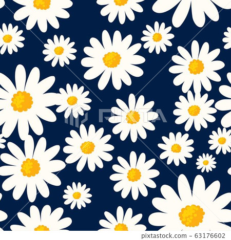 Daisy seamless pattern on dark blue background.... - Stock Illustration ...