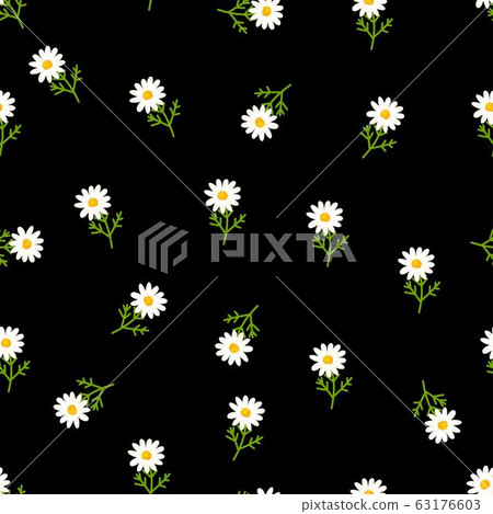 Daisy seamless pattern on black background.... - Stock Illustration ...