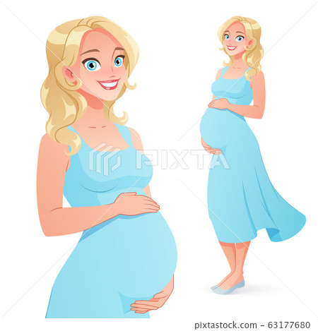 Beautiful smiling pregnant woman. Full length 63177680