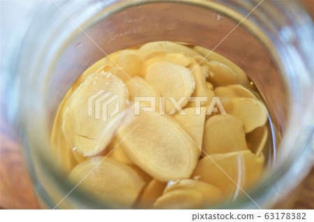 Pickled ginger, ginger, vinegar, healthy food, ready-to-eat vegetables, ingredients, background Pickled ginger, ginger, vinegar, healthy food, ready-to-eat vegetables, ingredients, background 63178382