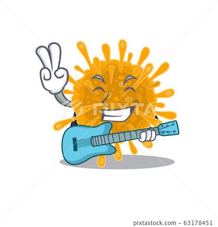 Supper cool coronaviruses cartoon playing a guitar Supper cool coronaviruses cartoon playing a guitar 63178451