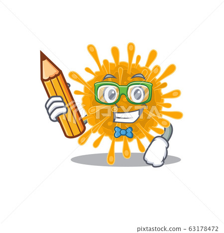 A smart student coronaviruses character with a pencil and glasses A smart student coronaviruses character with a pencil and glasses 63178472