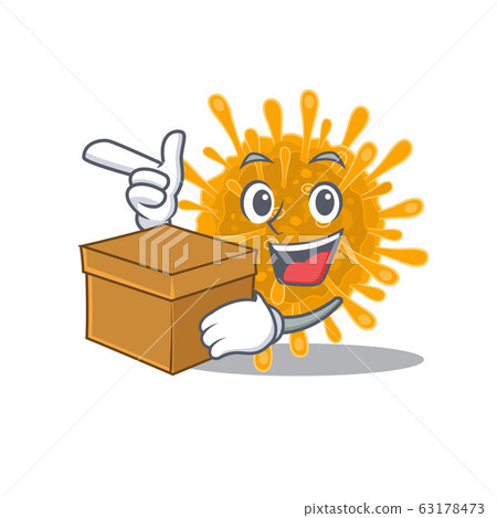Coronaviruses cartoon design style having a box Coronaviruses cartoon design style having a box 63178473