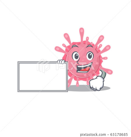 Corona virus germ with board cartoon mascot design style Corona virus germ with board cartoon mascot design style 63178685