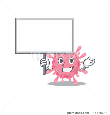Corona virus germ cute cartoon character bring a board Corona virus germ cute cartoon character bring a board 63178686