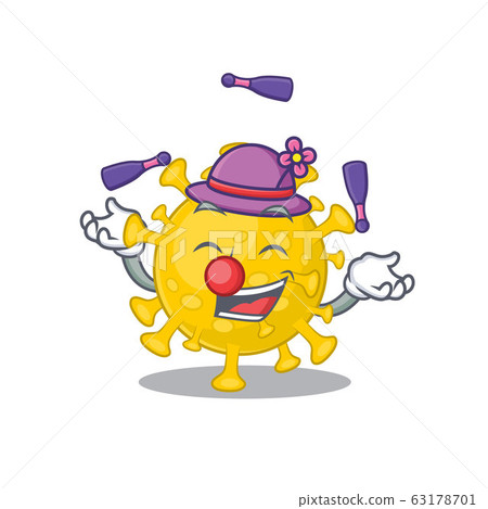 A sweet corona virus diagnosis mascot cartoon style playing Juggling 63178701