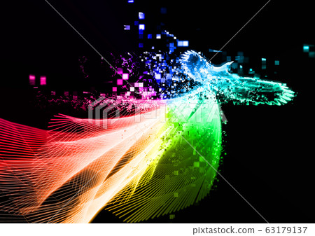  A legendary bird that shines in rainbow flutters 63179137