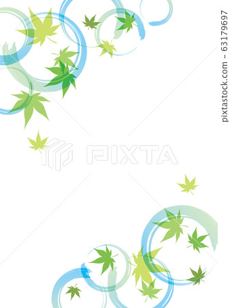 藍色秋葉和圓形日式背景 63179697