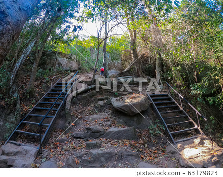 steel stairway up the hill in forest steel stairway up the hill in forest 63179823
