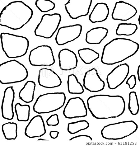 Stones handdrawn seamless black and white pattern. Vector illustration. 63181258