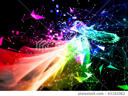 Abstract bird shining light fluttering in the night sky 63182062