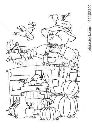 Bear Scarecrow Autumn Pumpkin - Stock Illustration [63182392] - Pixta