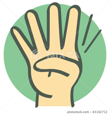 Hand sign_finger letters_number_4 - Stock Illustration [63182712] - PIXTA