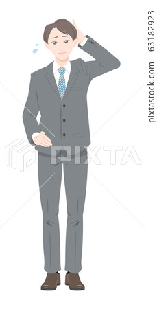 Troubled pose business suit male full body 63182923