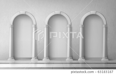 Arches with columns in wall, gates with pillars 63183187