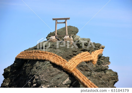 Meoto Iwa "Married Couple Rocks" of Futami, in Mie Japan, a sacred Shinto island 63184379