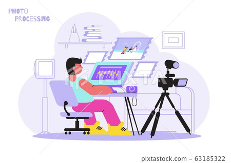 Photo Processing Flat Composition 63185322