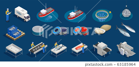 Isometric Seafood Production Set - Stock Illustration [63185964] - PIXTA