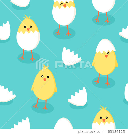 Easter seamless pattern with cute little yellow... - Stock ...