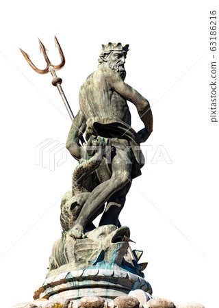 Statue of Neptune isolated on white background - Trento Italy 63186216