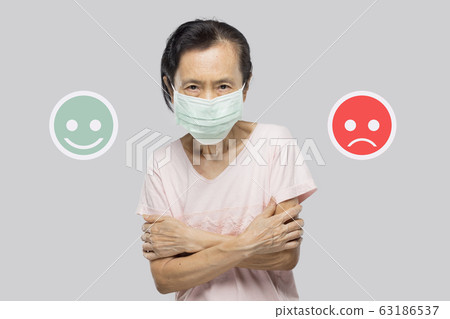 old asian woman feel have fever and sick old asian woman feel have fever and sick 63186537