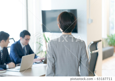 working woman, office, back view 63187711