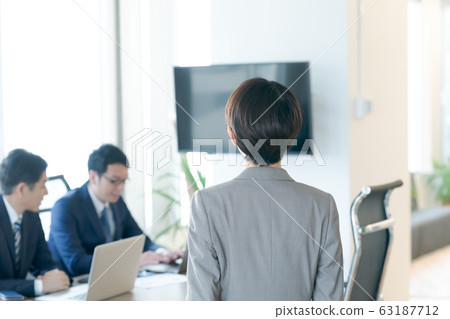 working woman, office, back view 63187712