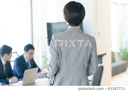 working woman, office, back view 63187713