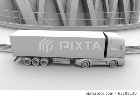 在高速公路上運行的大型電動卡車的粘土渲染圖像 63189130