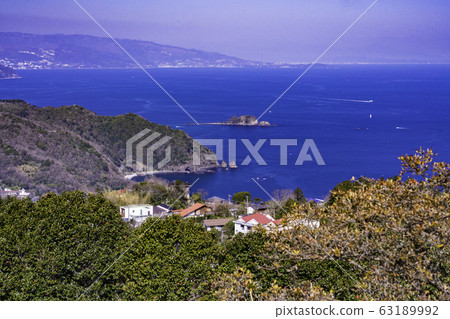 （靜岡縣）帝石島，從東伊豆和小室山看到的海岸線 63189992