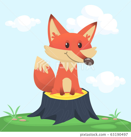 Illustration of cartoon cute fox. Vector...-插圖素材 [63190497] - PIXTA圖庫