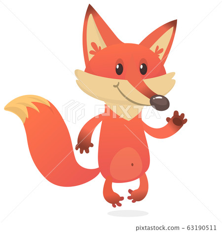 Illustration of cartoon cute fox. Vector illustration 63190511