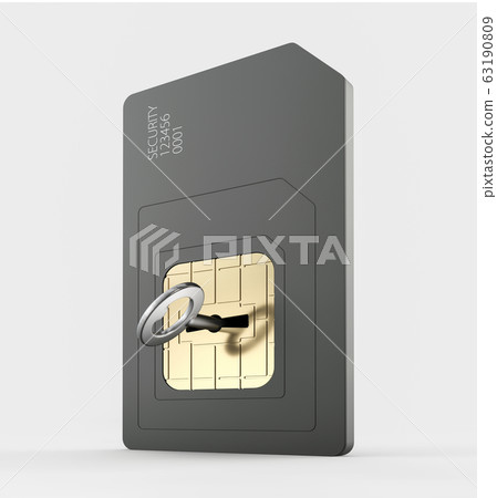 3d render of simcard protection concept, isolated white 63190809