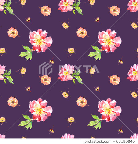 Wedding bridal romanric rustic warm seamless pattern. Hand drawing watercolor pink and purple and orange flowers ornament Wedding bridal romanric rustic warm seamless pattern. Hand drawing watercolor pink and purple and orange flowers ornament 63190840