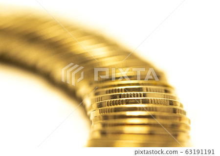 A group og gold coin stacking row in curve form A group og gold coin stacking row in curve form 63191191