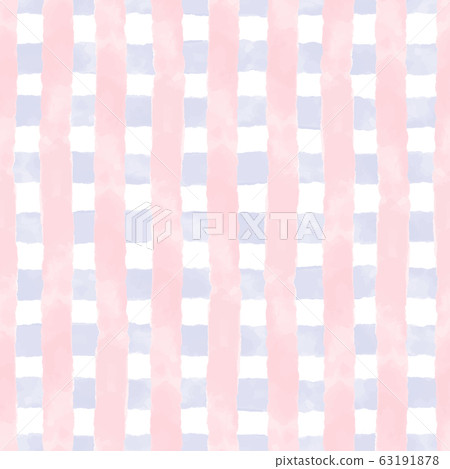 Vector watercolor grid blue and pink stripes seamless. Repeating hand drawn background. 63191878