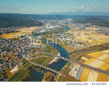 From the sky above the Tenrikawa River in Hayato From the sky above the Tenrikawa River in Hayato 63192080