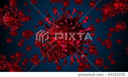 Coronavirus COVID-19 Alert SOS. Pandemic virus medical health risk, immunology, virology, epidemiology concept. Microscope virus background 63193378