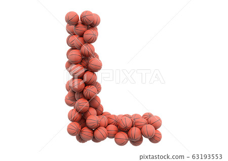 Letter L from basketball balls, 3D rendering 63193553
