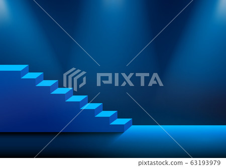 Dark background with stairs and blue light 63193979