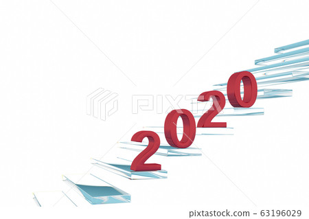 Illustration of transparent stairs and objects of 2020 Illustration of transparent stairs and objects of 2020 63196029