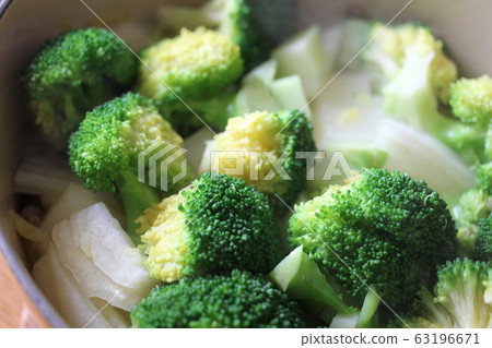 Broccoli and Chinese cabbage in a pot before stewing Broccoli and Chinese cabbage in a pot before stewing 63196671