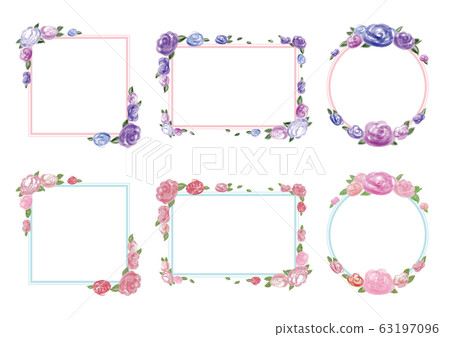 Watercolor rose frame 63197096