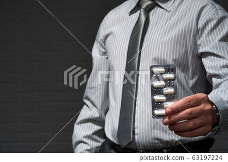 Businessman closeup portrait, he standing and 63197224