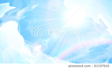 Blue sky, sun and rainbow background illustration_16: 9 63197620