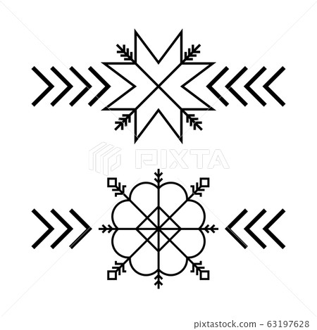 Old baltic Folk star or flower snowflake symbol. Old baltic Folk star or flower snowflake symbol. 63197628