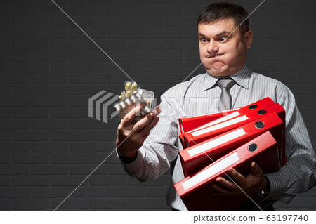 Very busy businessman closeup portrait, posing Very busy businessman closeup portrait, posing 63197740