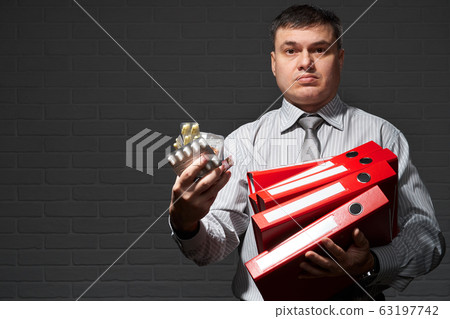Very busy businessman closeup portrait, posing Very busy businessman closeup portrait, posing 63197742